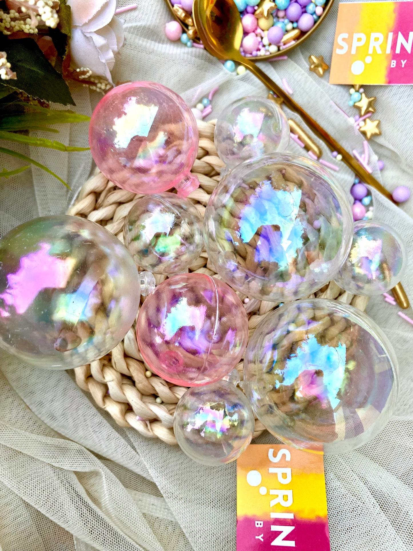 Dazzle cake ball toppers - Clear & pink