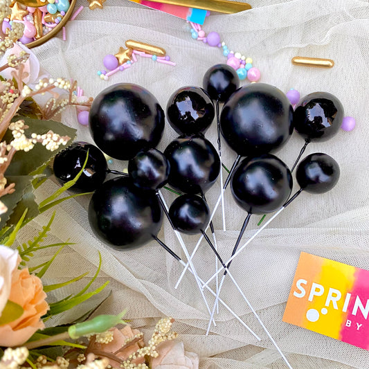 Black balloon cake ball toppers