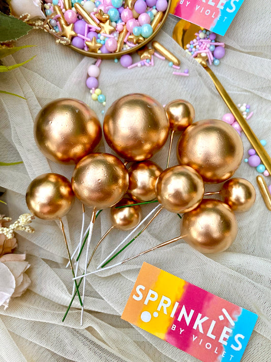 Gold balloon cake ball toppers